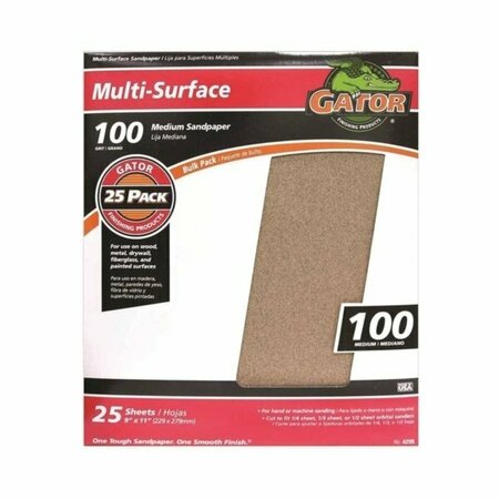 GATOR Sandpaper Al Ox 9X11In 100Grt 3264